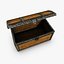Low poly wooden chest with treasure