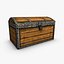 Low poly wooden chest with treasure