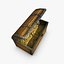 Low poly wooden chest with treasure