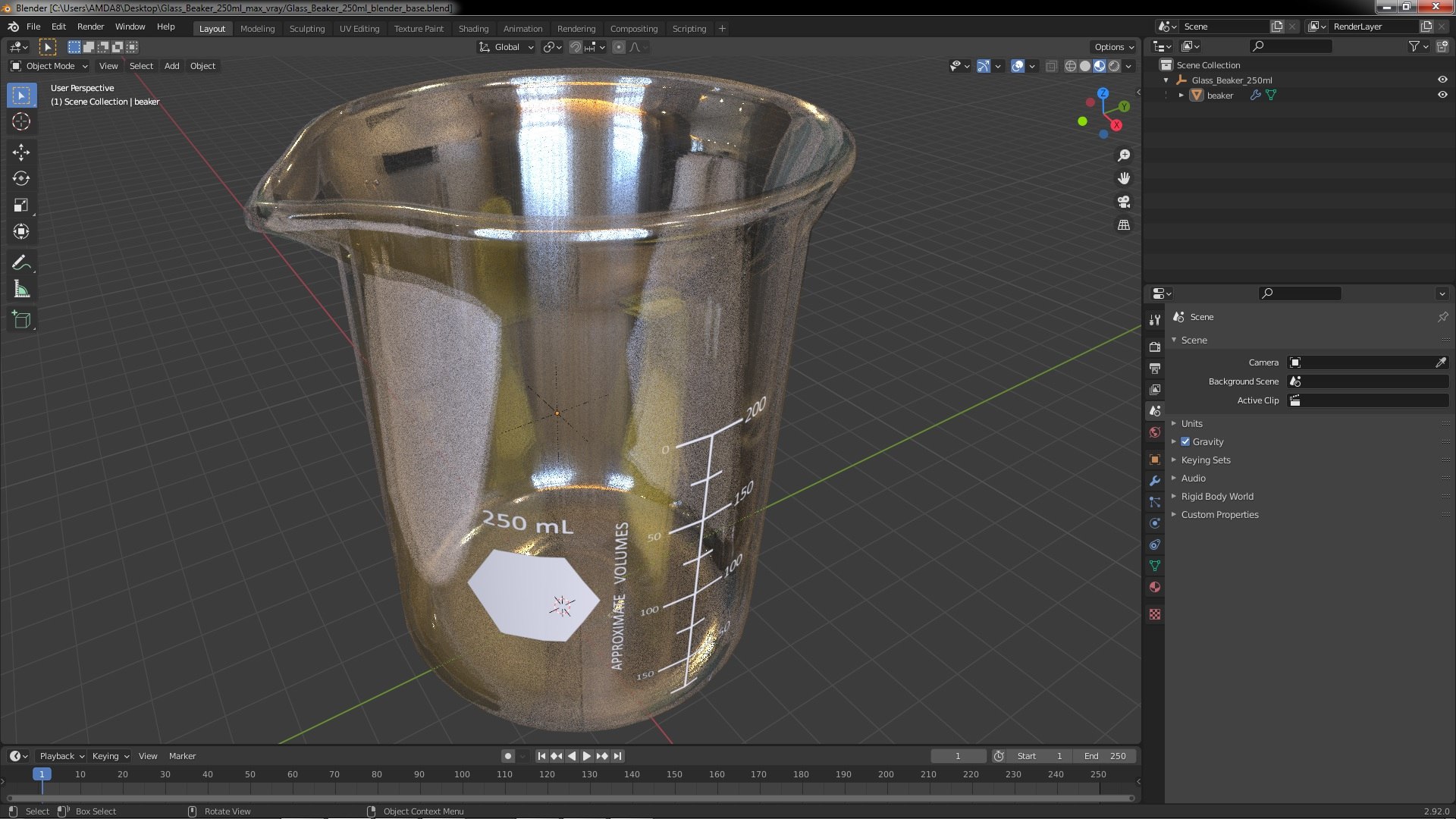 Glass Beaker 250ml 3D Model - TurboSquid 2128295