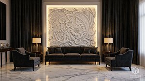 modern panel wall decor set relief stl mural CNC 269 model