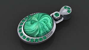 3D model Pendant with opal for 3D print