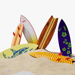 Fishboard Surfboard 3D Model 6 Graphic Design Variants