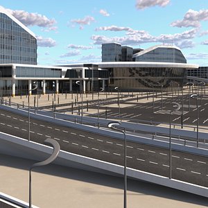 Integrated Urban Megastructure With Oval Transit Hub Asphalt 3D model