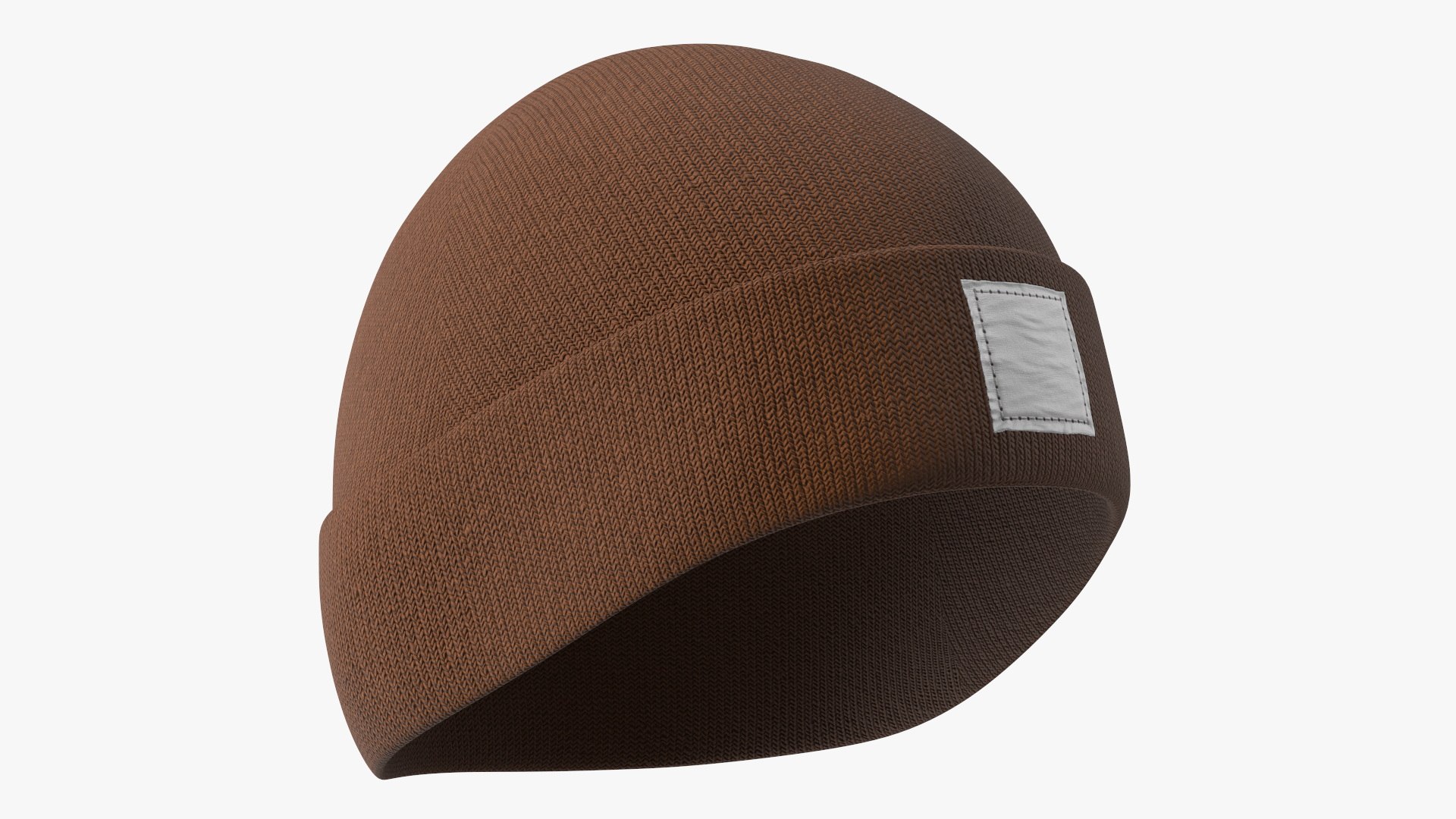 Workwear Knit Beanie Hat Brown 3D model preview