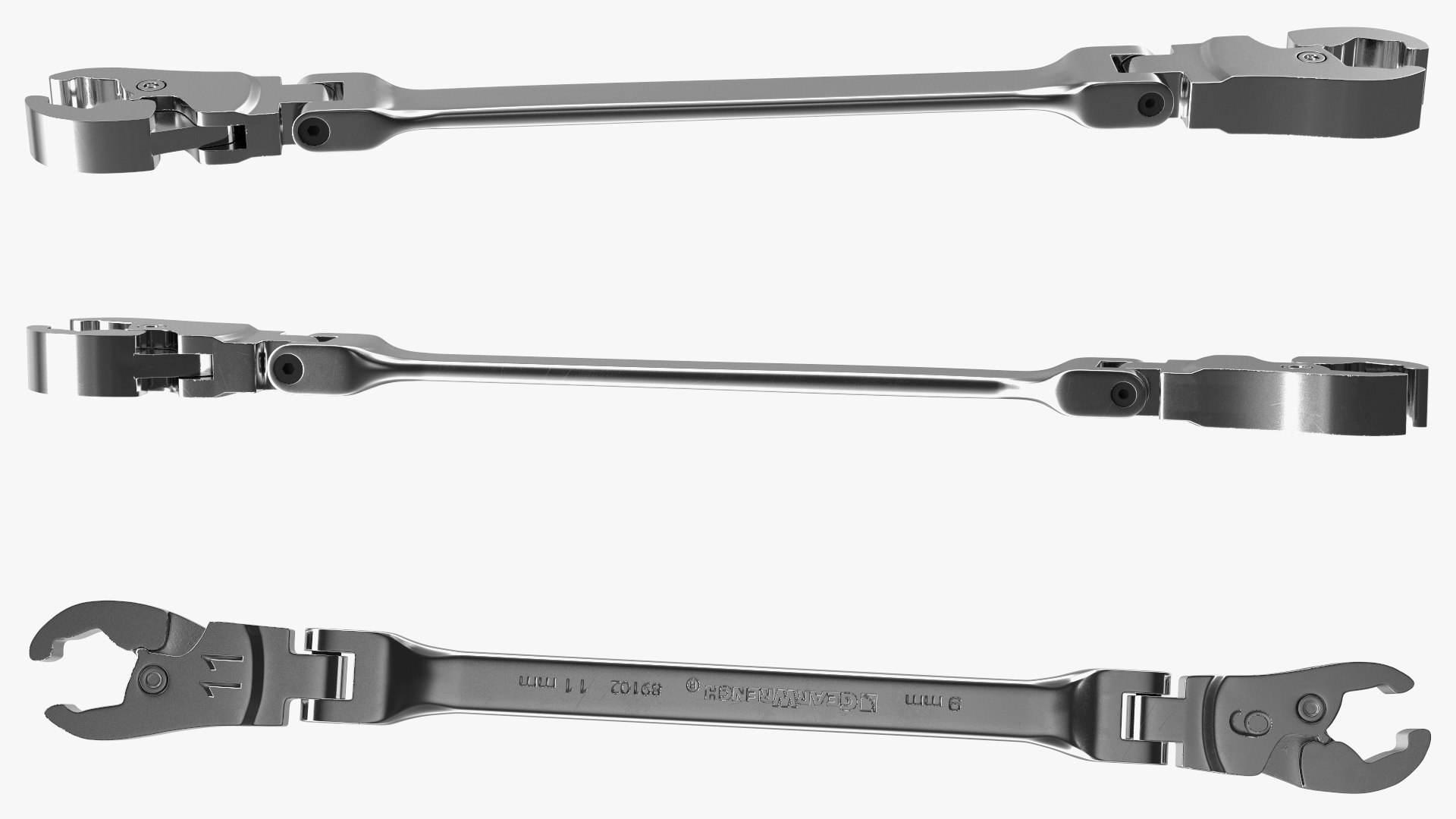 Steel Ratcheting Wrench 9mm 11mm 3D Model - TurboSquid 1962448