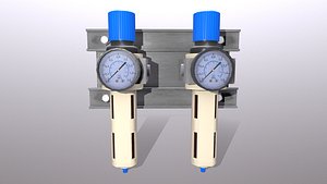 Double Air Pressure Gauge 3D model