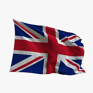 3D model Realistic Animated Flag - Microtexture Rigged - Put your own texture - Def United Kingdom