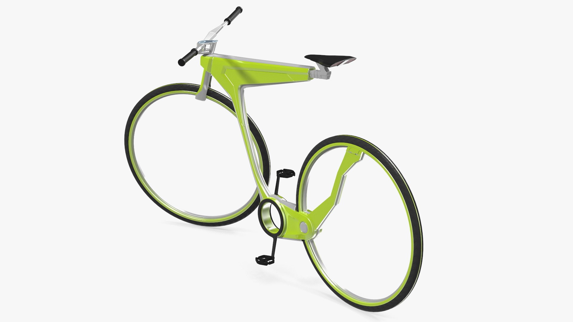 Futuristic Electric Bike Green Rigged 3D model preview