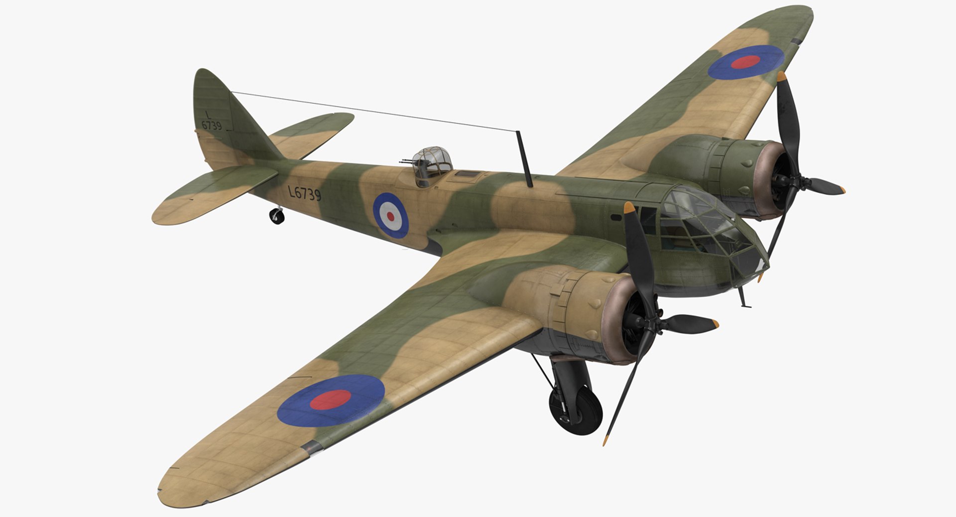 British Light Bomber Aircraft Bristol Blenheim 3D model preview