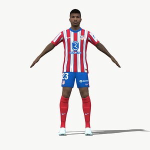 3D Rigged Reinildo Mandava Atletico Madrid 2025 3D model