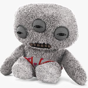 3D model Fuggler Annoyed Plush Alien Toy White Fur Rigged for Maya