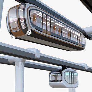 3D Monorail trains collection