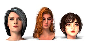 3 Pack Of Woman Rigged Heads