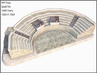 Classic Greek Amphitheatre, Low Poly, Textured
