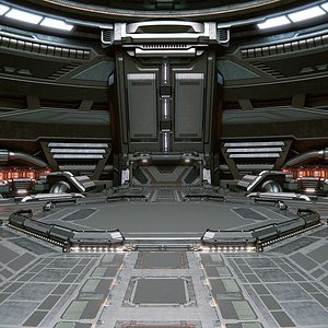 3D sci-fi scene renders time