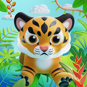 3D model Cute Small Tiger