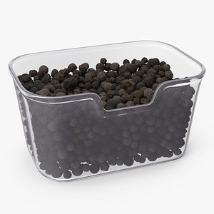 Dried Black Peppercorns in Glass Container 3D model
