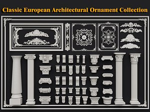 Classic European Architectural Ornament Column And Molding Set
