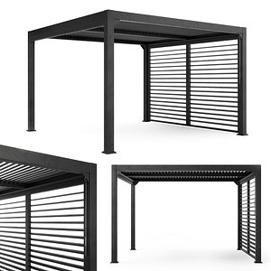 3D Pergola for terrace MARANZA 360cm with front louver wall