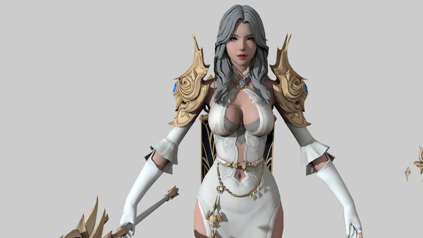 3D phantasy warrior girl rigged
