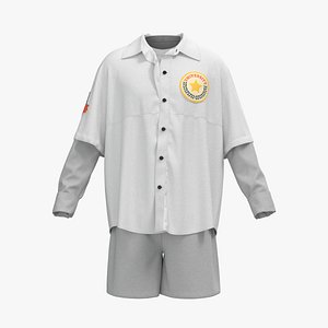 3D model Male longsleeve shirt and short