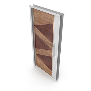 Modern Design White Metal Steel Door with Wooden Details model 3D model
