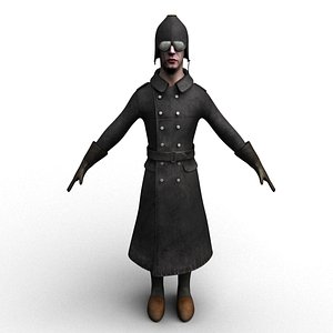 rigged ww1 german pilot 3d model