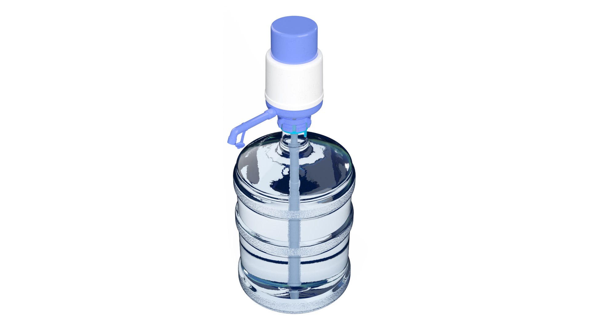Hand Press Water Dispenser Tap with 20L Bottle 3D model preview
