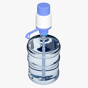 Hand Press Water Dispenser Tap with 20L Bottle 3D
