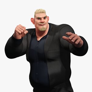 Toon Strongman in Security Guard costume