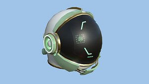 3D Astronaut Helmet 05 - Green Gold - Character Design Fashion