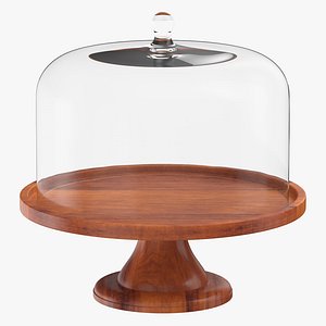 Cake Pie Stand 02 With Glass Dome