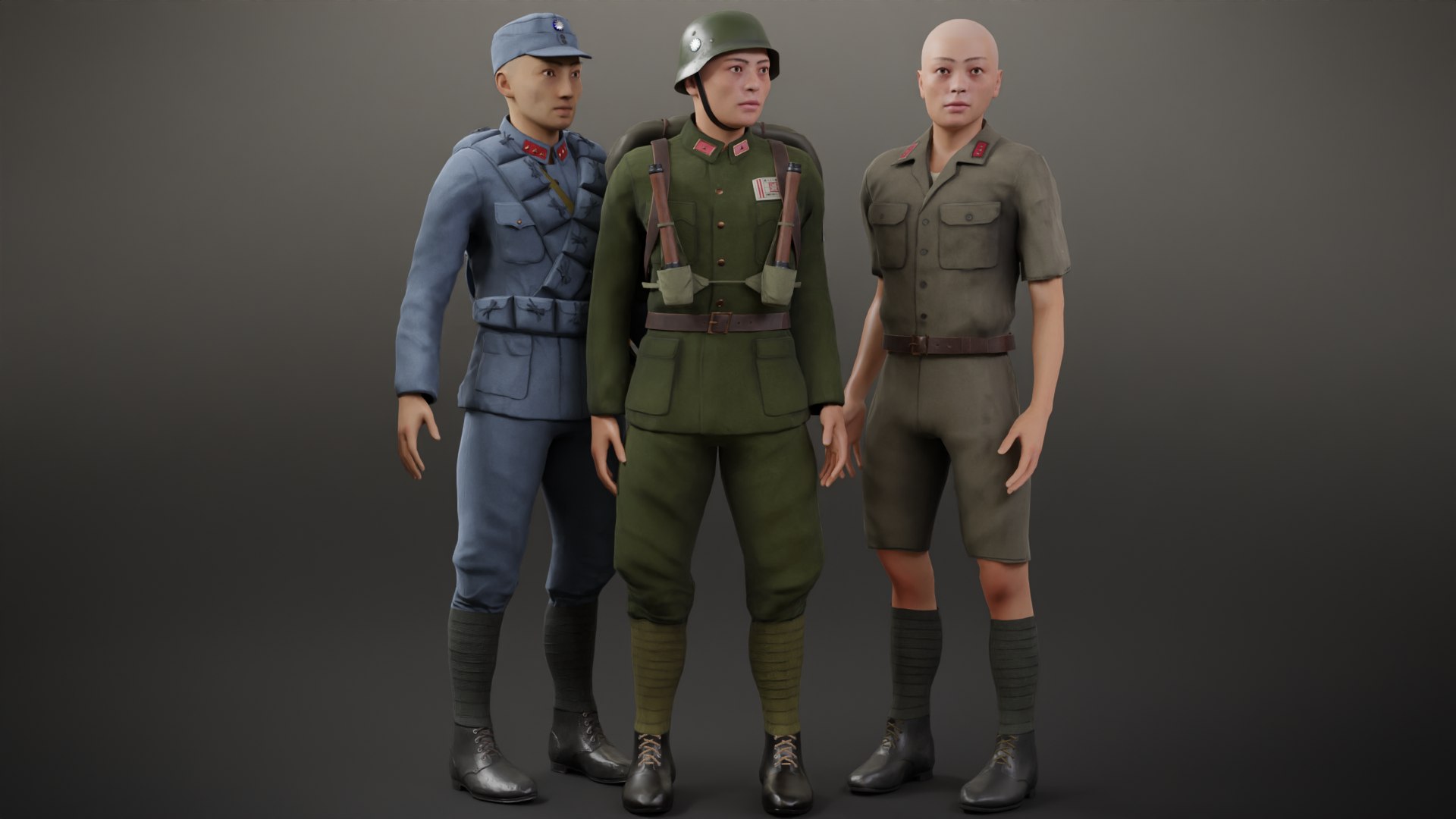 3D Chinese Soldiers Pack https://p.turbosquid.com/ts-thumb/rp/jNWFEk/lC/02/png/1751013581/1920x1080/fit_q87/21410a06fc87e0a7bbe0485c905f66b4150d3f27/02.jpg