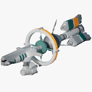 Lowpoly Cartoon Command Capital Spaceship 09 Rigged PBR
