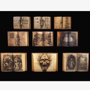 3D Set of open books