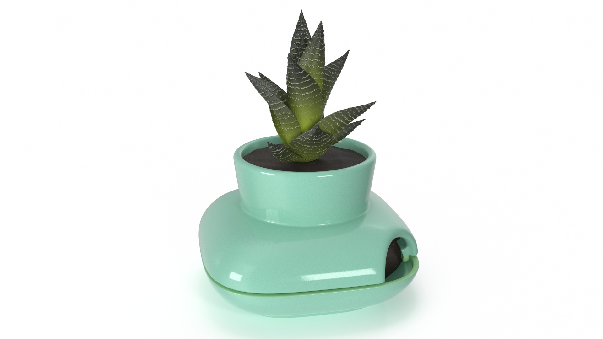 3D Model Stoneware Single Herb Pot Green - TurboSquid 2249957