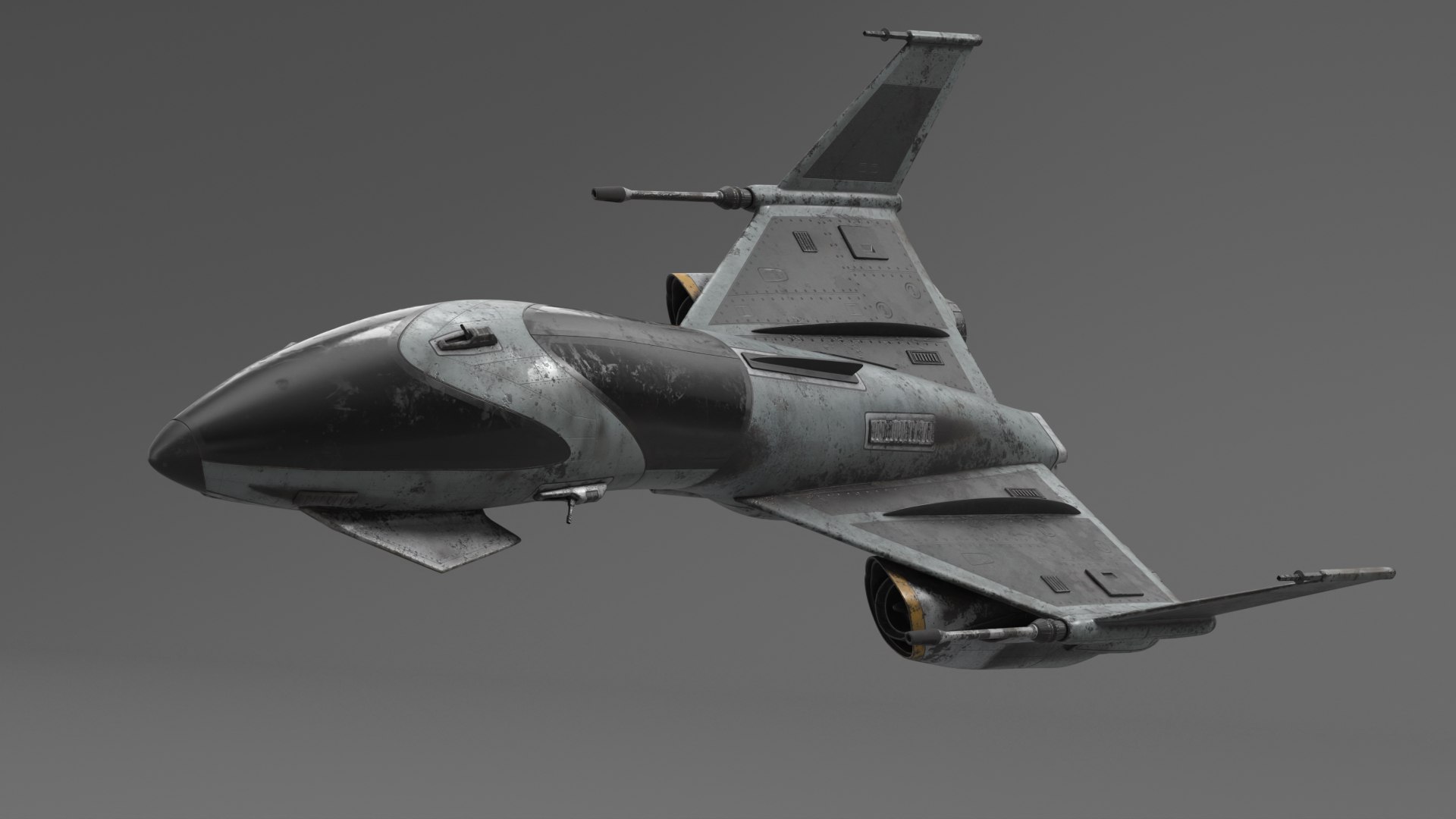 Dirty Futuristic Fighter Spaceship Rigged for Cinema 4D 3D model preview