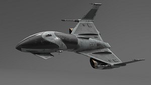 Dirty Futuristic Fighter Spaceship Rigged for Cinema 4D