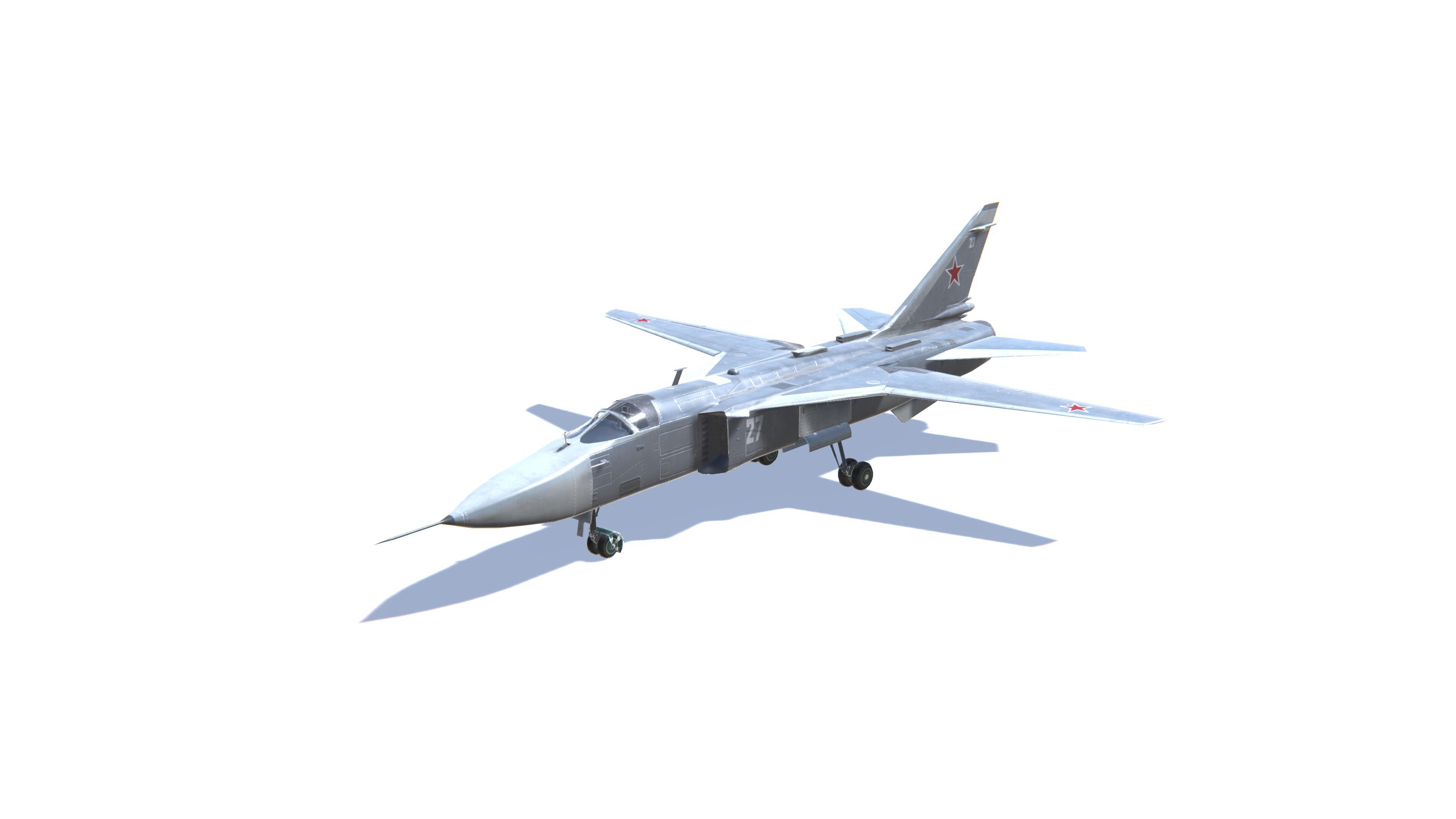 3D модель Су-24 Реактивный истребитель Фехтовальщик Низкополигональная ...