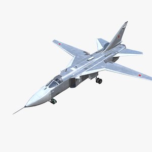 SU-24 Fencer Jet Fighter Aircraft Low-poly
