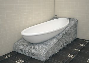 3D model white bath tub