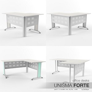 3d model of office desks unisma forte