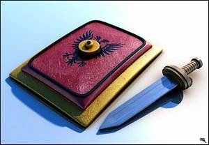 Roman Shield and Sword Cartoon.