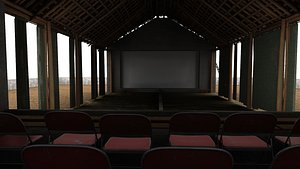 3D village cinema movie theatre model
