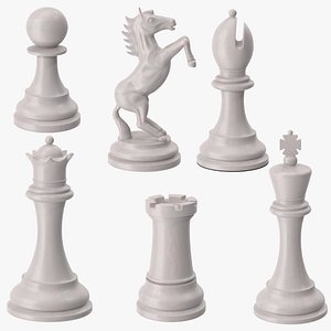 chess pieces white 3d max
