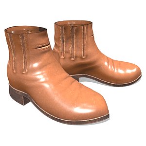 3D Shiny Brown Leather Ankle Boots