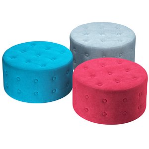 Velvet Pouffe Footstool Tampa 3D