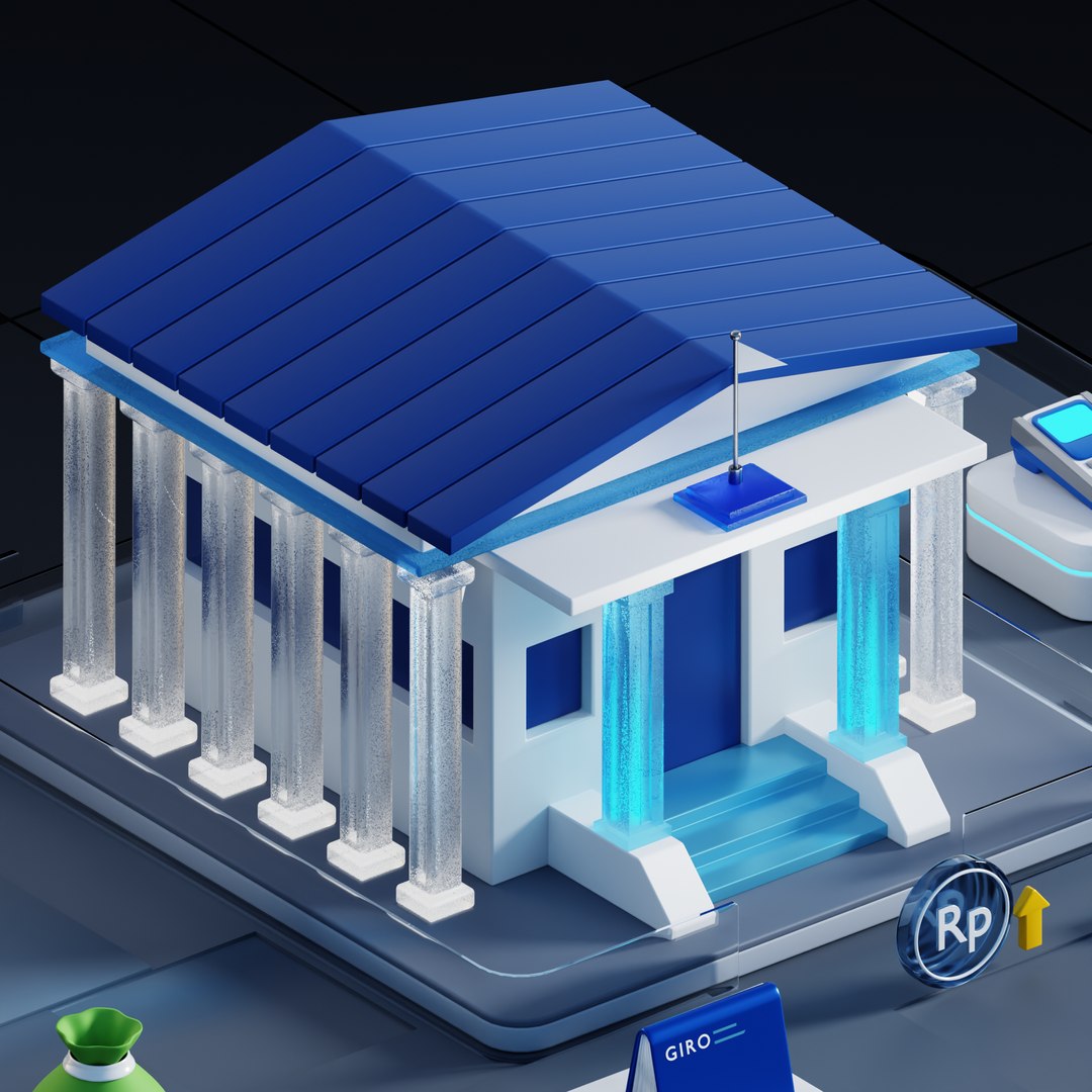 3D Isometric Bank Icon - TurboSquid 2347523
