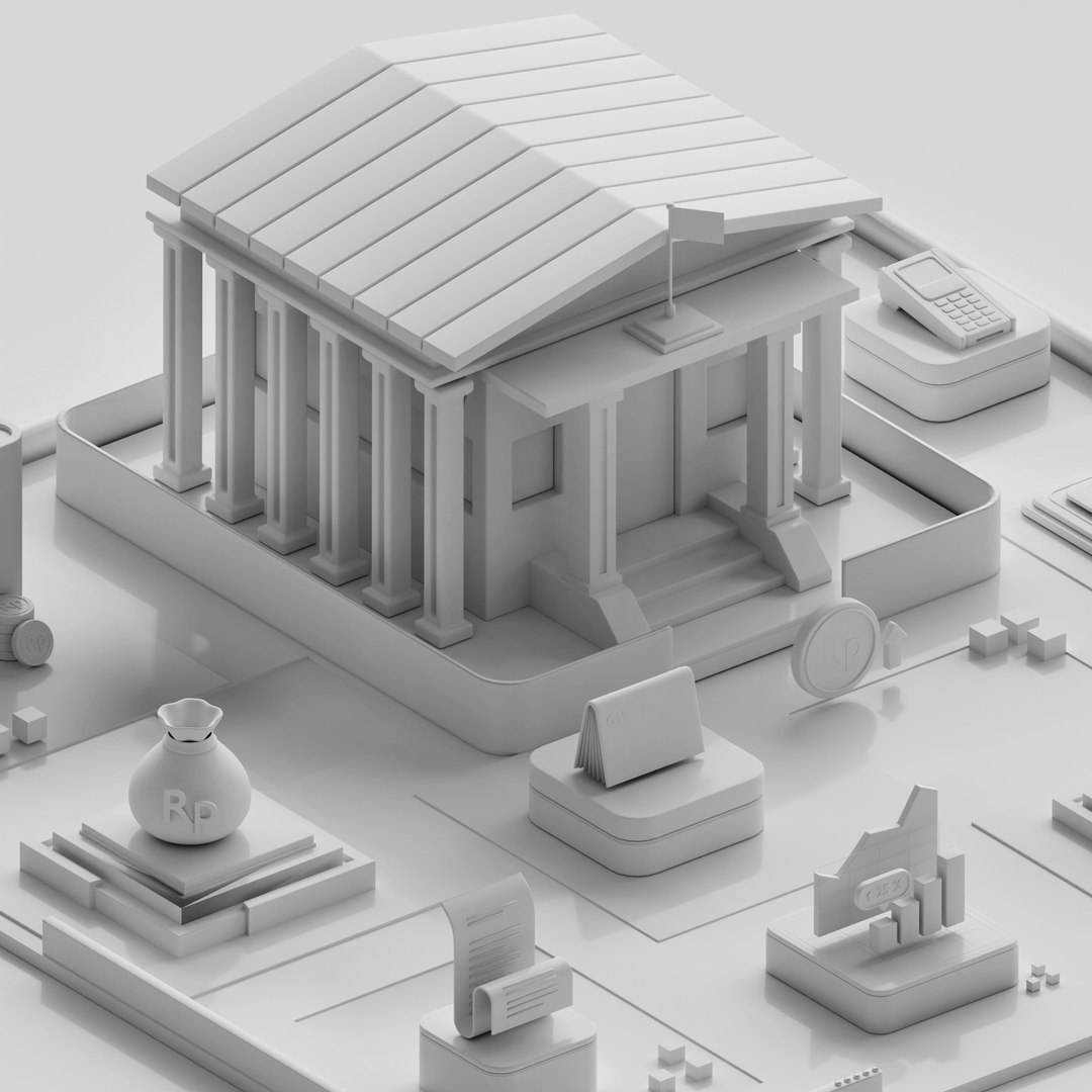 3D Isometric Bank Icon - TurboSquid 2347523